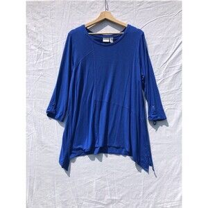 Royal Blue Knit Top Shirt Zenergy Chico's Size 2 Large Rayon